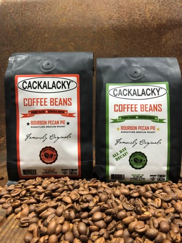 Cackalacky® Bourbon Pecan Pie Coffee Beans (Regular + Decaf) One of Each